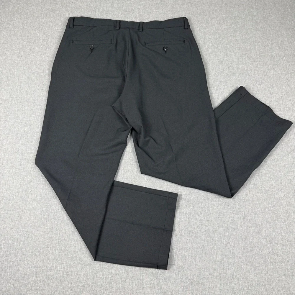 Greg Norman Mens Shark Performance Golf Pants 36x30 Dark Gray Flat Front Stretch